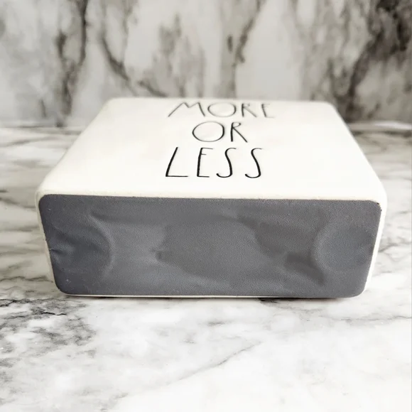 Rae Dunn Ceramic Square Block Sign, Less Is More, More Or Less - Picture 4 of 10